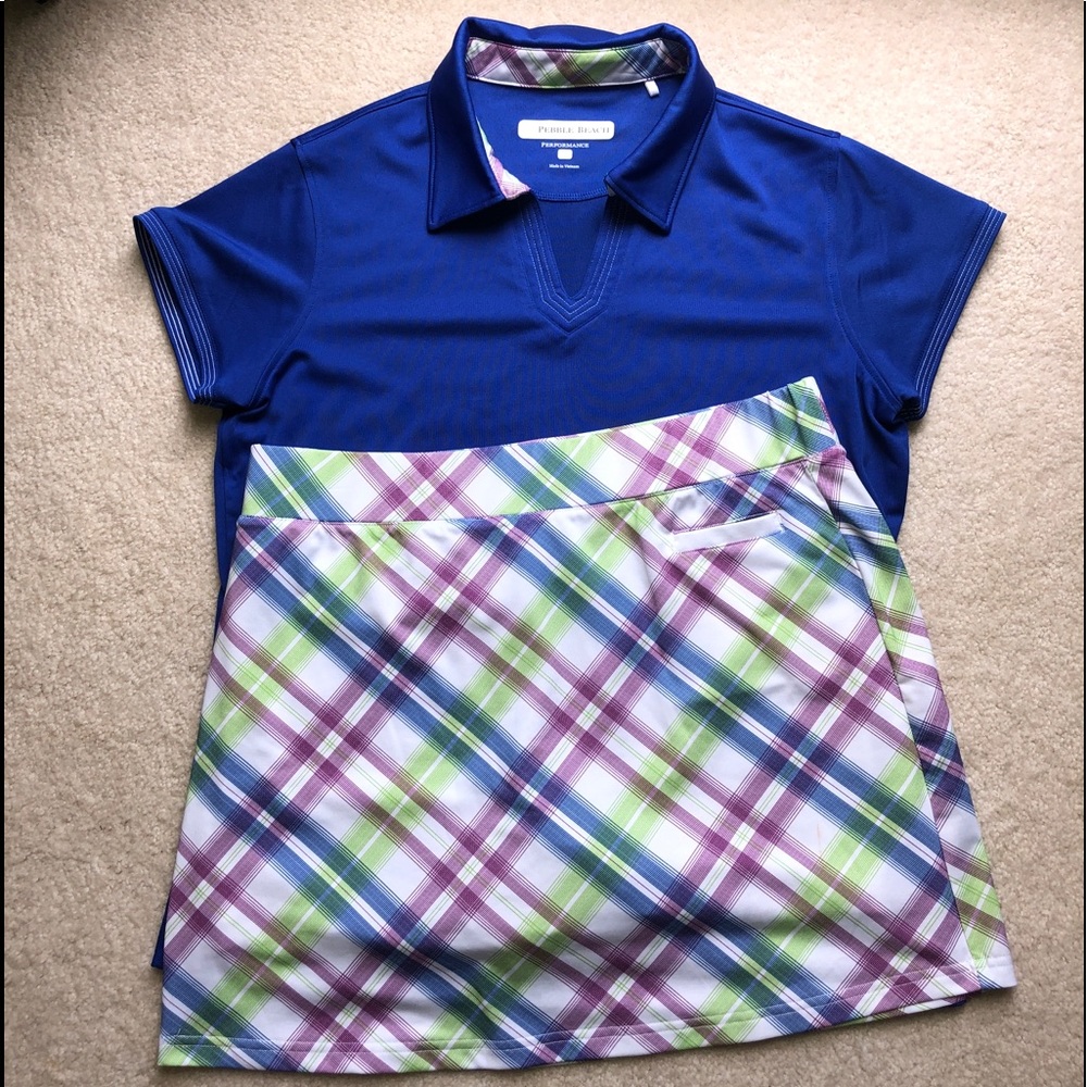 Pebble Beach golf skort & polo shirt Large